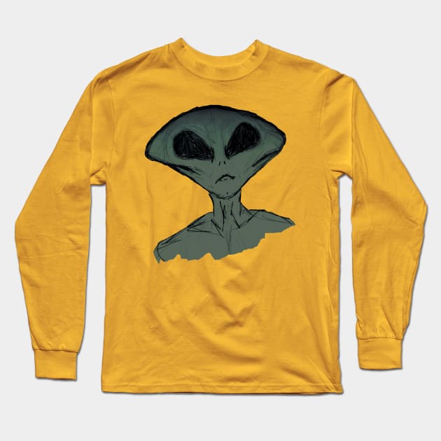 Little Green Man Long Sleeve T-Shirt by evaporationBoy 